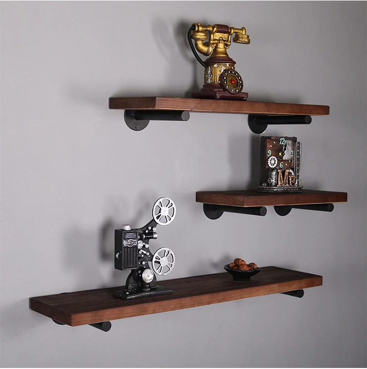 Черный треугольный настенный кронштейн стационарный поднос полка деревянный