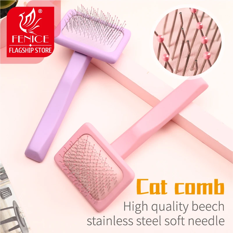 

Fenice Puppy Cat Knot Comb Hair Brush Wood Pet Grooming Supplies for Small Persian Cat Brushes Products for Animals