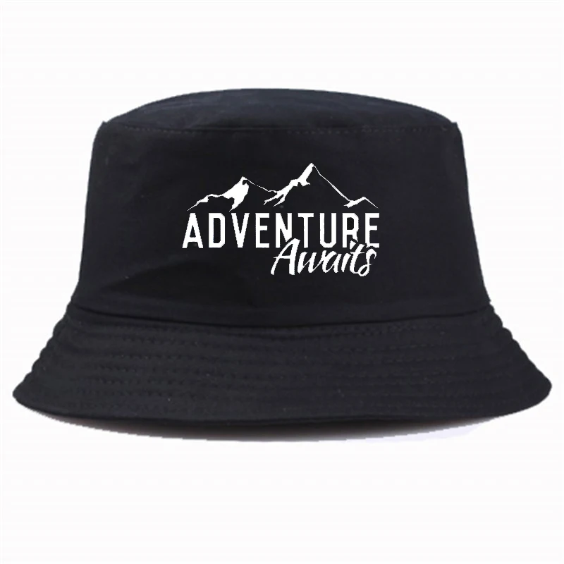 

Adventure Awaits Sunset Camping Travel print Bucket Hat Mens Womens Sun Visor Fishing Fisherman Hat