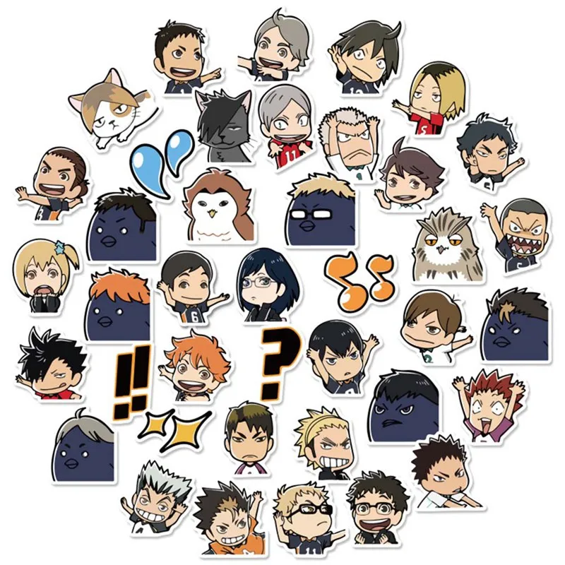 

40Pcs New Animation Classic Volleyball Boy PVC Graffiti Stickers Computer Guitar DIY Suitcase Waterproof Comic Cartoon Stickers