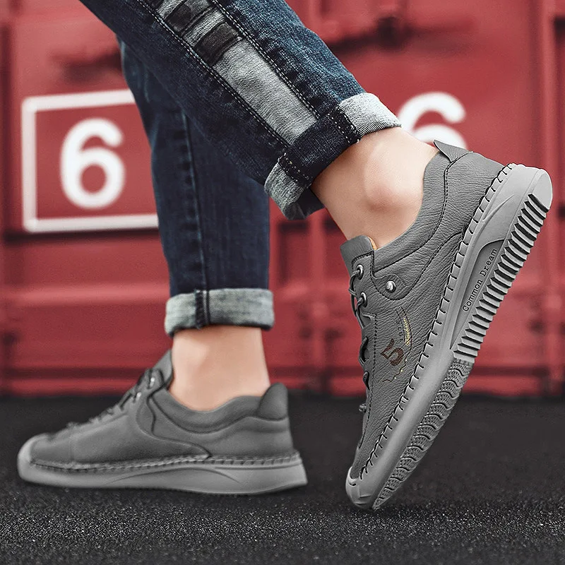 

Men Shoes fashion Soft Leather Loafers Breathable Autumn lace up comfortable Casual Shoes Outdoor Men Sneakers shoes