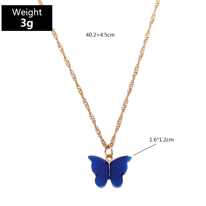 

Fashion Jewelry Simple Colorful Butterfly Necklace Womens Spring Acrylic Small Butterfly Clavicle Chain Necklaces For Girls