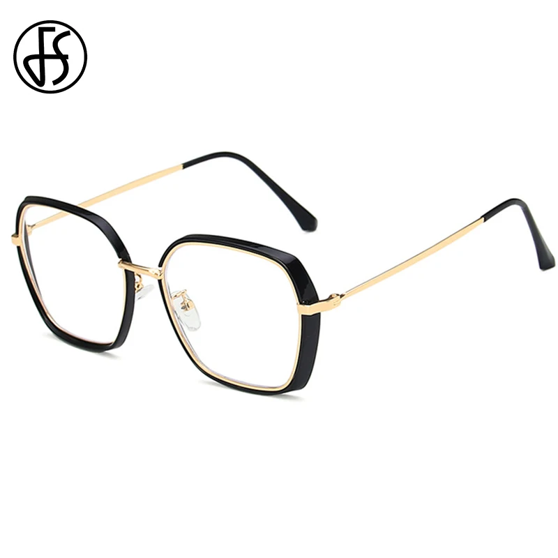 FS Trendy Blue Light Blocking Glasses For Men Women Irregular Metal Frame Clear Anti Gold Computer Eyeglasses | Аксессуары для