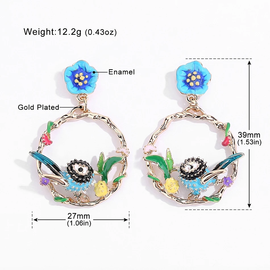 Mecresh Multicolor Branch Garland Flower Bird Drop Earrings for Women Girls Cute Hanging Dangle Fashion Jewelry EH1474 | Украшения и