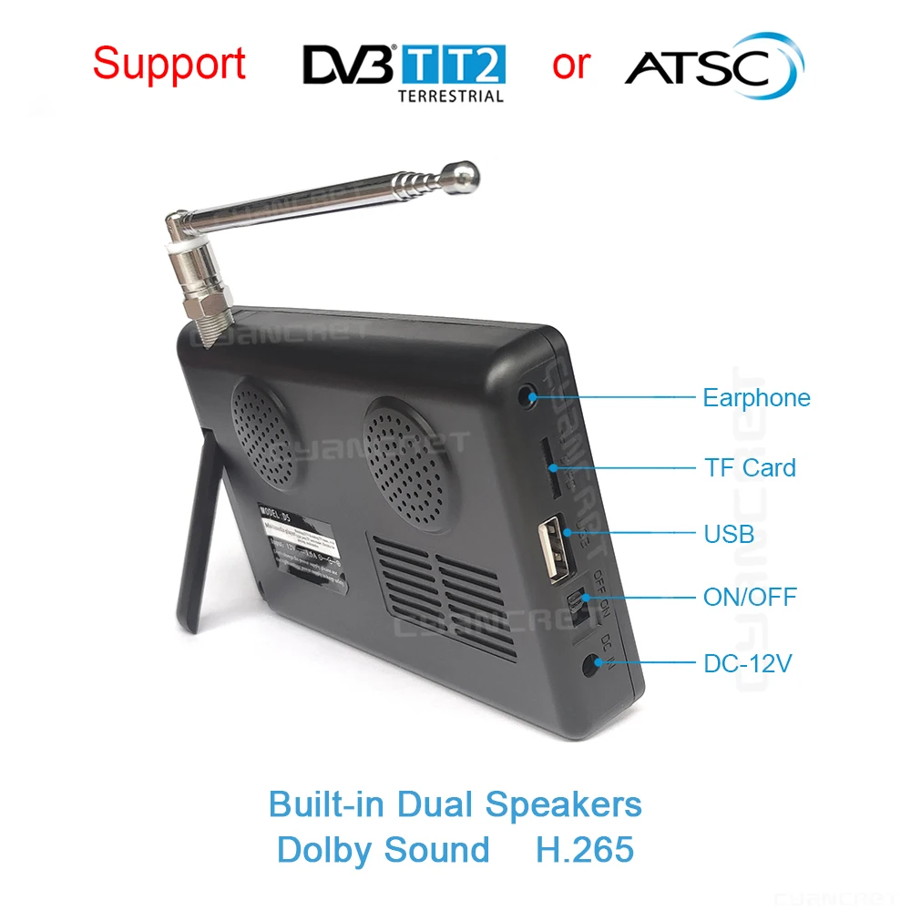 leadstar pocket tv d5 5 inch dvb t2 atsc tdt digital and analog mini small car television portable tv support usb tf mp4 ac3 free global shipping