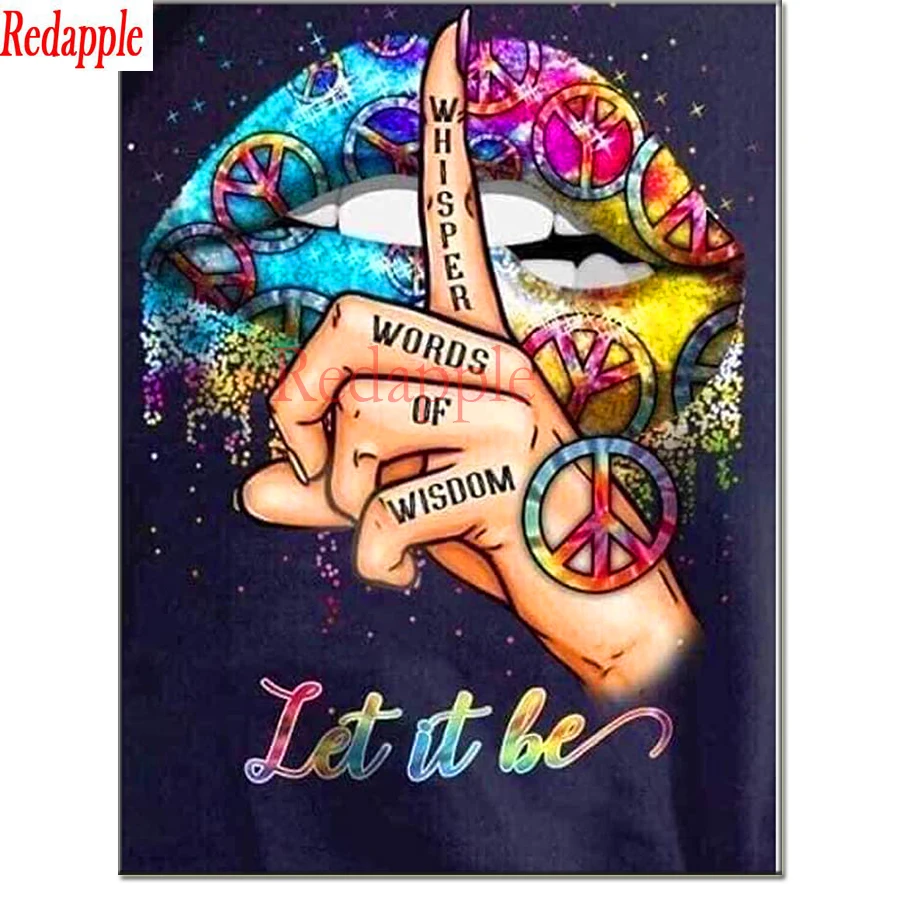 

5D DIY наборы для алмазной живописи для взрослых, круглые камни в форме ромба дрель смолы шарик бриллиант Цветной губы, пальцами, шепот слова м...