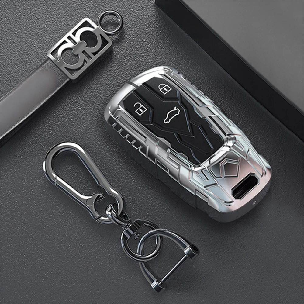 

New Zinc Alloy Car Remote Key Case Cover Holder Keychain Fit For Audi A4 Q7 Q5 TT A3 A6 SQ5 R8 S5 Smart Key Car Accessories