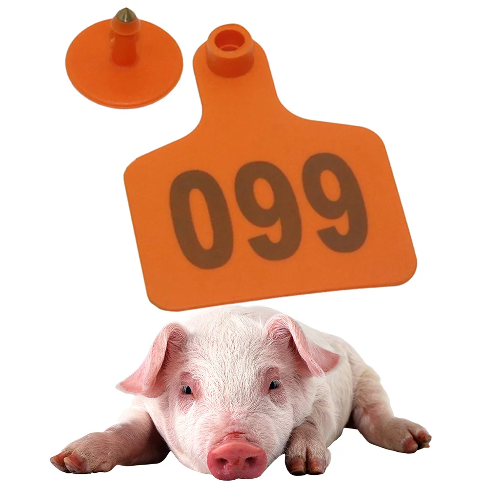 

100 Pcs Farm Aniamls Cow Ear Tag Signs Farm Animal Identification Car with The Word Number (Yellow)