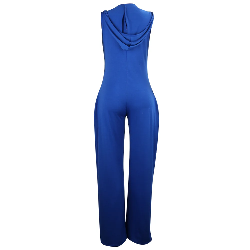 

V-neck Strap Loose Hooded Jumpsuit Women Summer Fashion Casual Sleeveless Wide-leg Jumpsuit Women