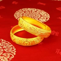 18k yellow gold hollow flower bracelet for women vintage gold bracelets bangle bride party birthday wedding fine jewelry gifts