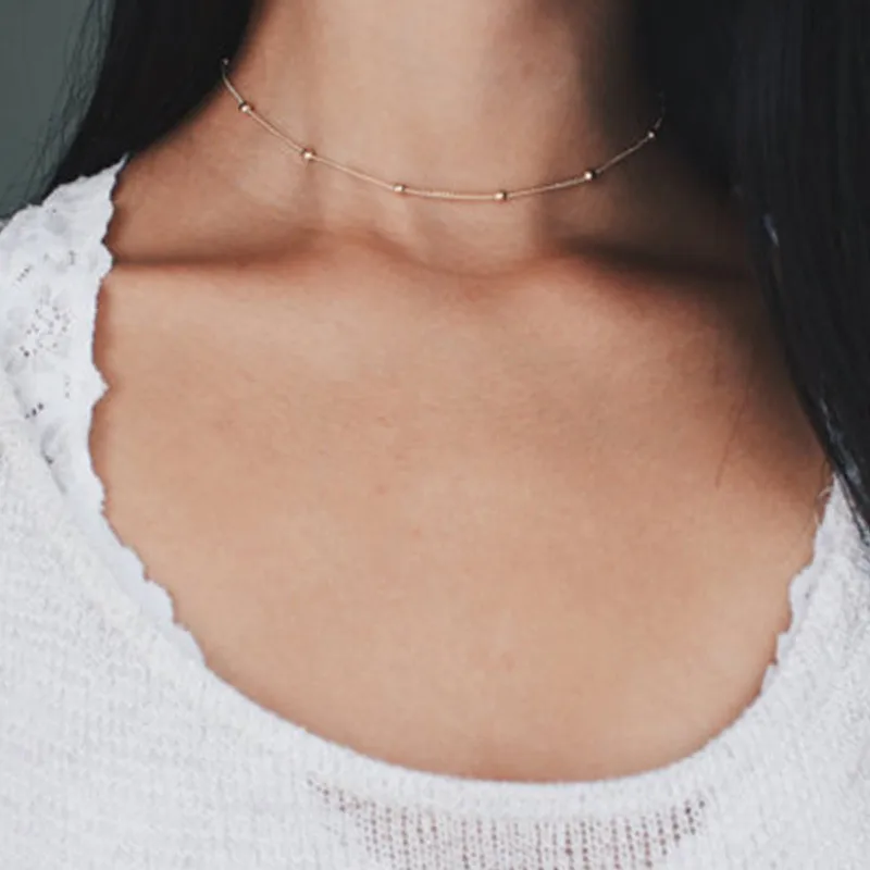 Женское колье-чокер с медными бусинами модное минималистичное Модная бижутерия