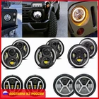 2x7 светодиодный светодиодные фары DRL Halo с H4 для Land niva 4x4 фары для Jeep Wrangler JK внедорожник