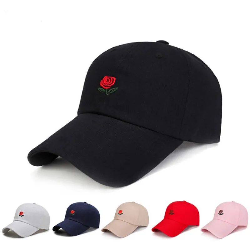 

Rose Baseball Cap for Women Embroidery Flower Spring Summer Sun Hats for Women Solid Snapback Cap Wholesale Dad Hat Sun Hats