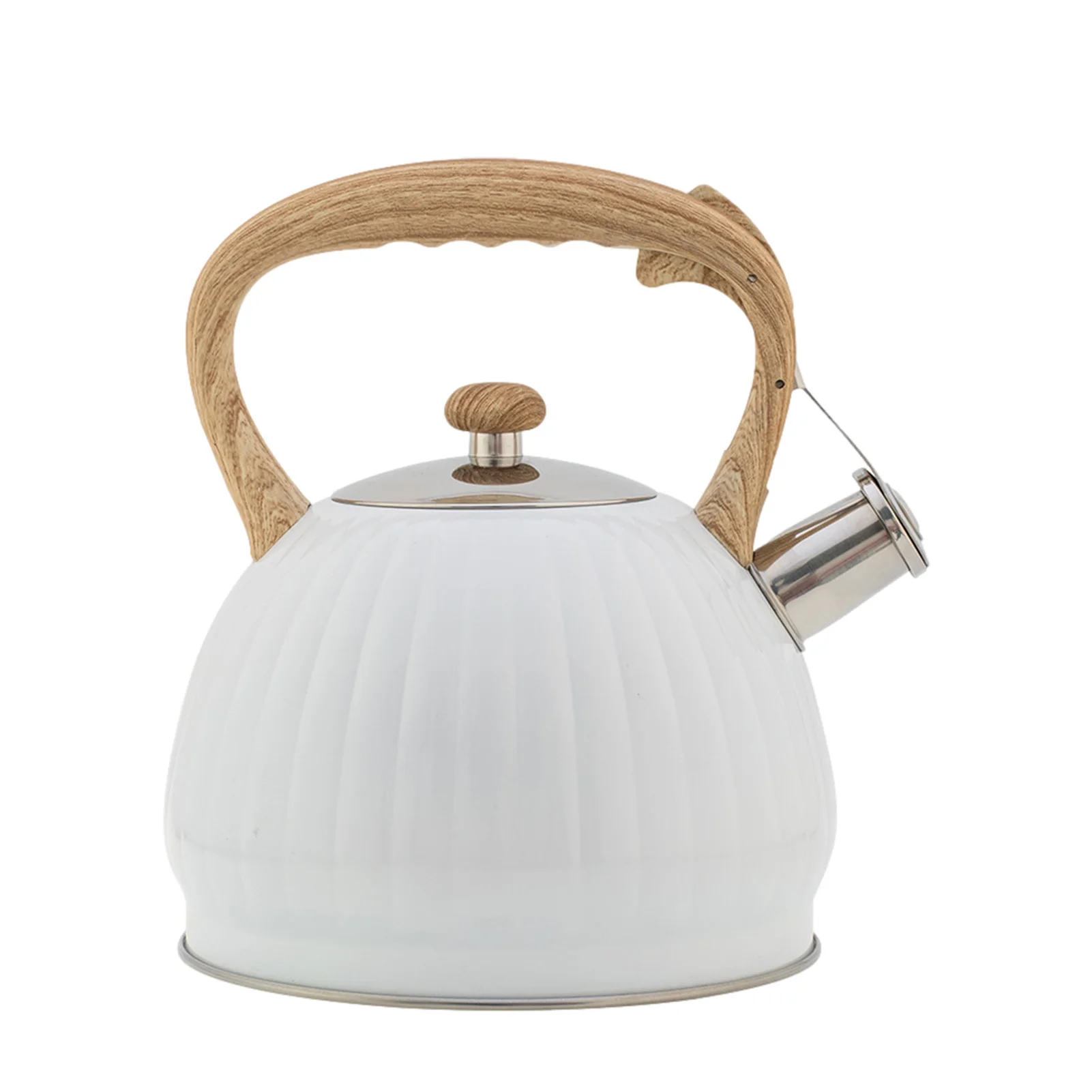 

Stainless Steel Whistling Teapot 3.5L Coffee Brewing Tea Kettle Universal For Stove Top Gas Induction Cooker (White)