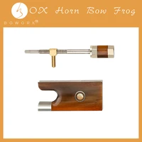 bowork professional red ox horn advanced level cupronickel mounted frog for 44 violin bow wbuttons