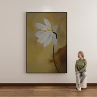 handmade painting wall art white lotus decorative painting living room tea room library office vertical painting