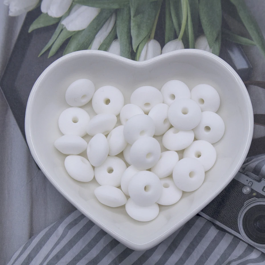60pc Baby Teether Silicone Teethers BPA Free Abacus Lentils Beads Silicone Beads Baby Teething Nursing Pacifier Clip Accessories