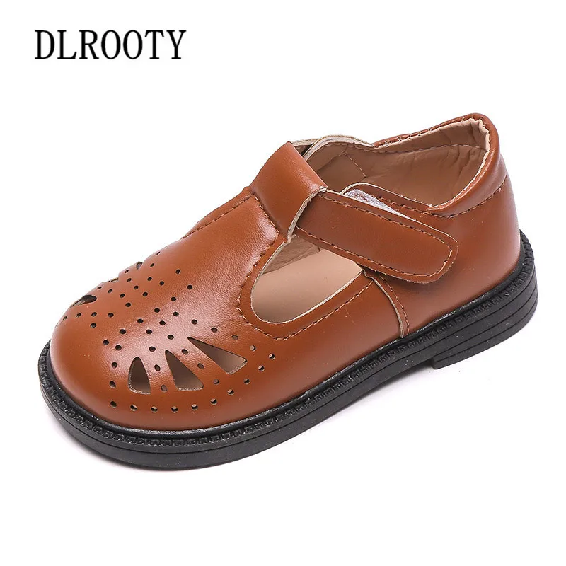 Children Leather Shoes Flat Boy Girl Kids Summer Sandals Hollow Out Breathable Cute Casual Hook & Loop Fashion Show Soft