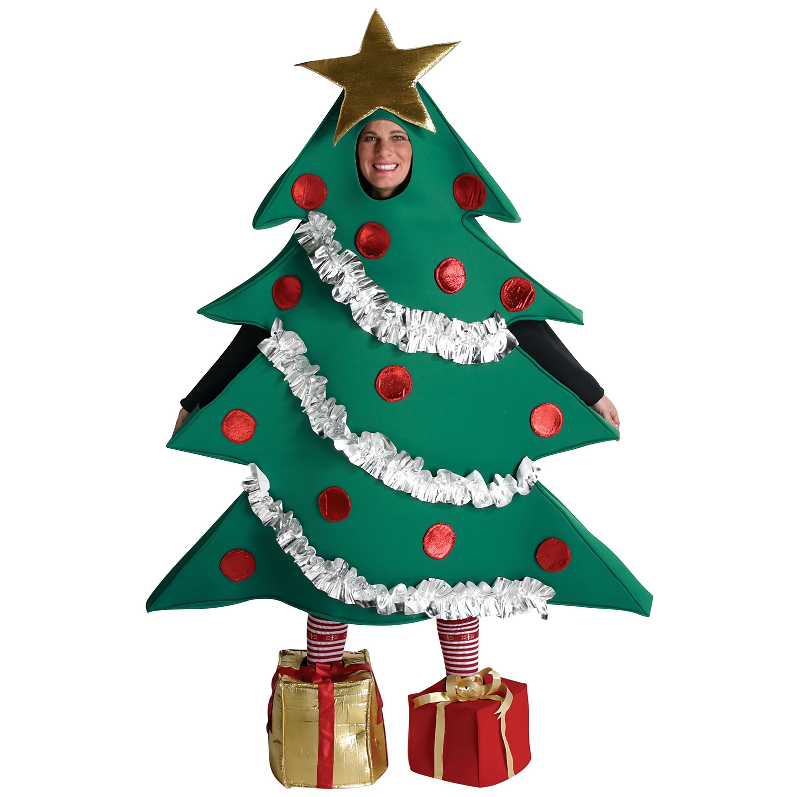 

Набор рождественской одежды унисекс в форме дерева, костюм для сцены и представлений, Подарочная обувь, рождественские костюмы для косплея,...