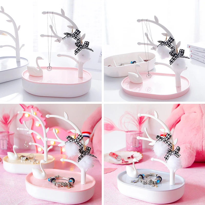 Подставка для хранения с лебедем розовая вешалка в форме сердца девочек