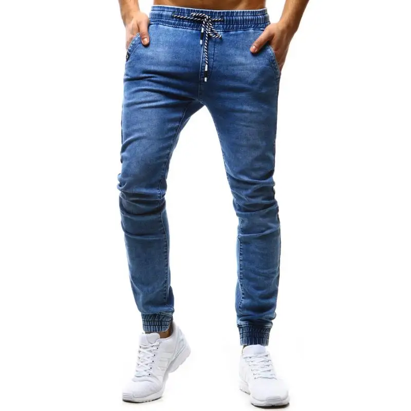 

Jeans Men New Classic Simple String-and-Elasticated Men's Plain Casual Jeans