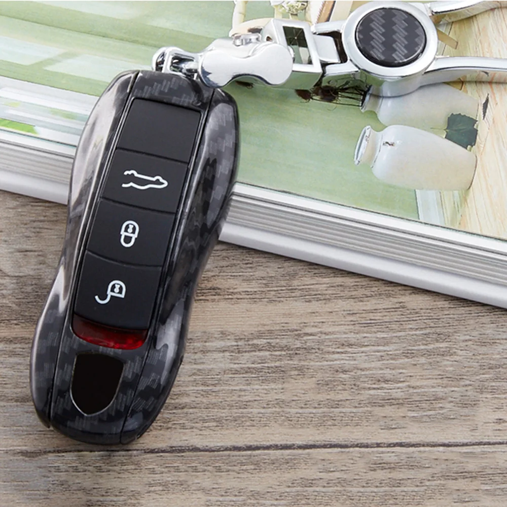 Чехол для ключей из углеродного волокна чехол брелока Porsche 911 918 981 Panamera Cayman Macan Cayenne