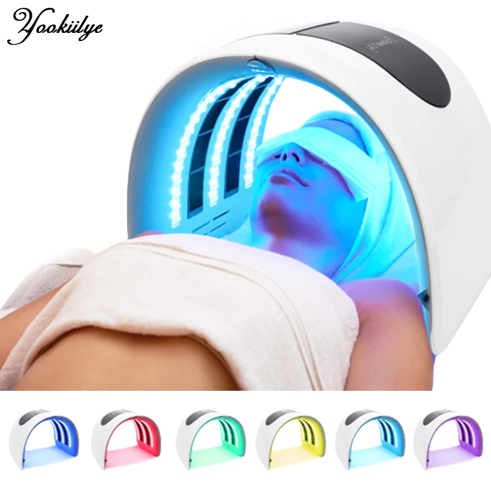 

7 цветов Светодиодная маска PDT светодиодный светильник фотонная терапия маска для лица средство для удаления прыщей против морщин омолажив...