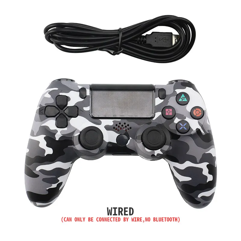 Данных лягушка Bluetooth Беспроводной игрового контроллера геймпад для PS4 контроллер для Playstation 4 Dualshock 4 двойной вибрации джойстика геймпад - Цвет: Gray camo wired