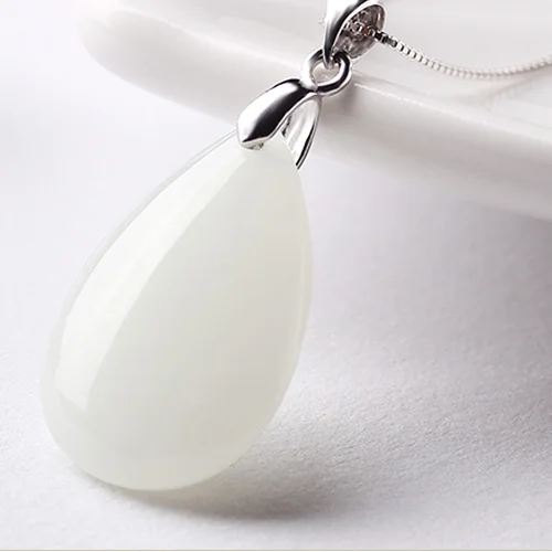 Authentic a goods Xinjiang and Tian Baiyu water drop pendant size female necklace natural jade | Украшения и аксессуары