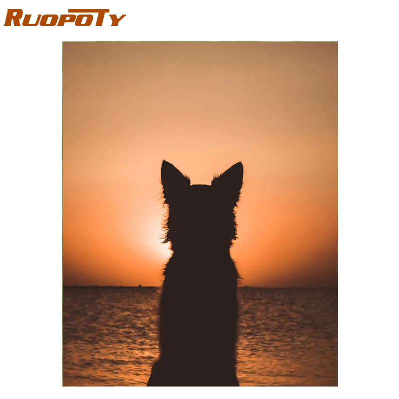 Ruopoty рамка картина животные Diy картина по номерам Комплект Современная Настенная живопись холст по номерам картина с каллиграфией для домашний декор