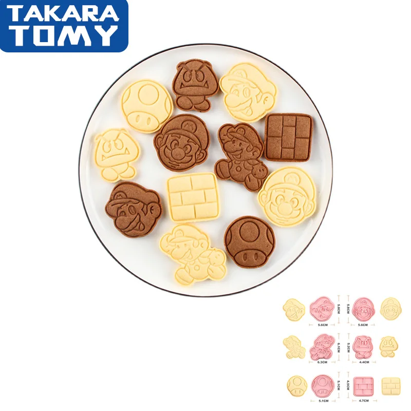 

6pcs Super Mario Bros Cartoon Cookies Mold Mushroom Head Household Baking Accessories Halloween Birthday Children Gift