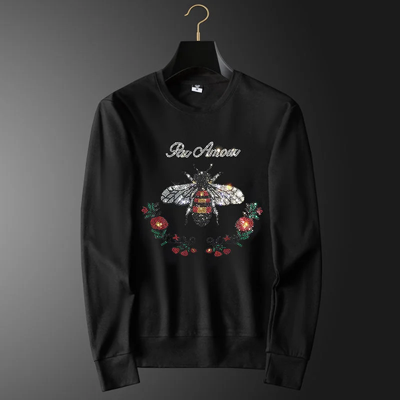 

2021 Camiseta Manga Corta Hombre Bee Rhinestones Slim Round Neck Short Sleeve Tee Men Harajuku Social Club Outfits Men Tshirt