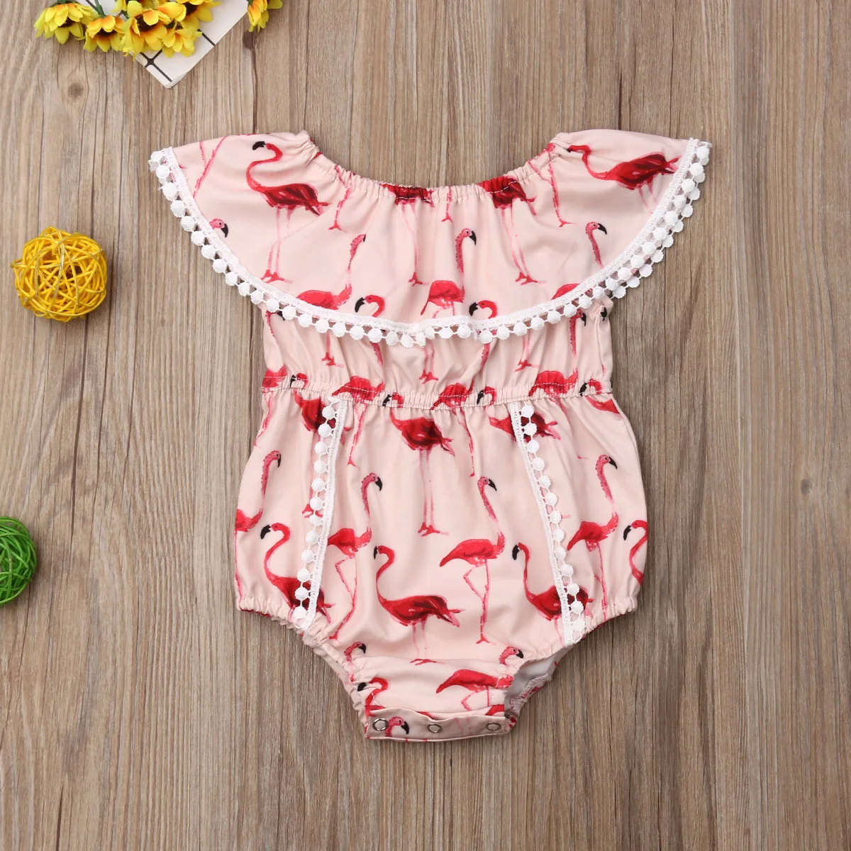 Милый комбинезон с принтом фламинго для новорожденных девочек от 0 до 18 месяцев