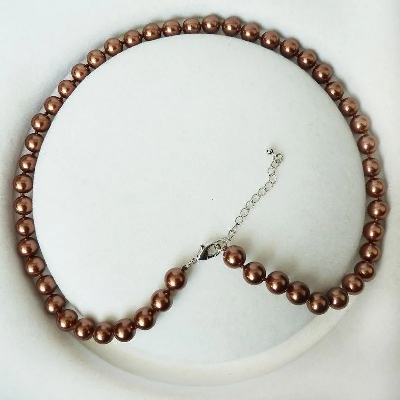 Оптовая продажа элегантное жемчужное ожерелье 8 мм белого синего золотого