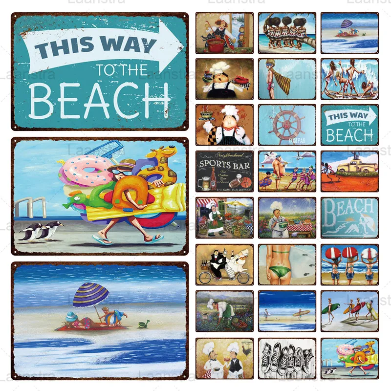 Фотообои с изображением пляжа бара и шеф-повара железные украшения из листового