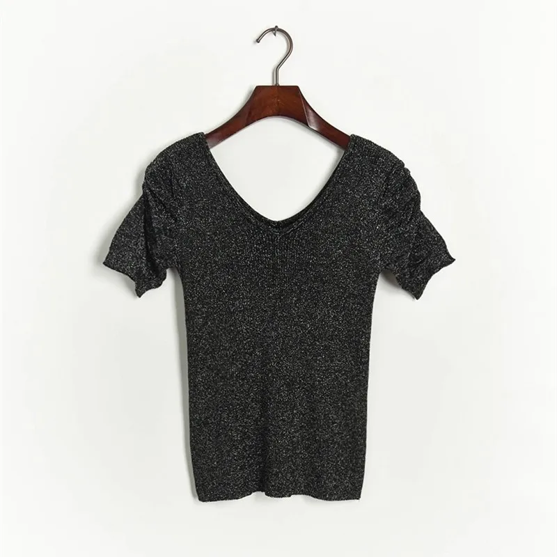 Брендовый Модный Блестящий Женский комплект с юбкой Летняя трикотажная футболка