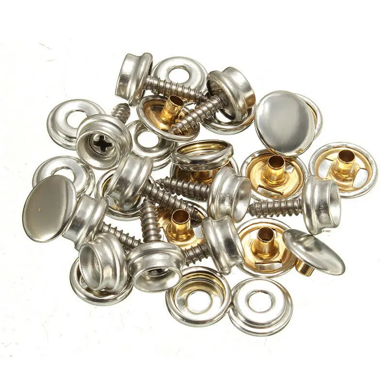 

30pcs Snap Fastener Stainless Canvas Screw Kit Tent Marine Boat Canvas Cover Tools Sockets Buttons Car Canopy Accessories