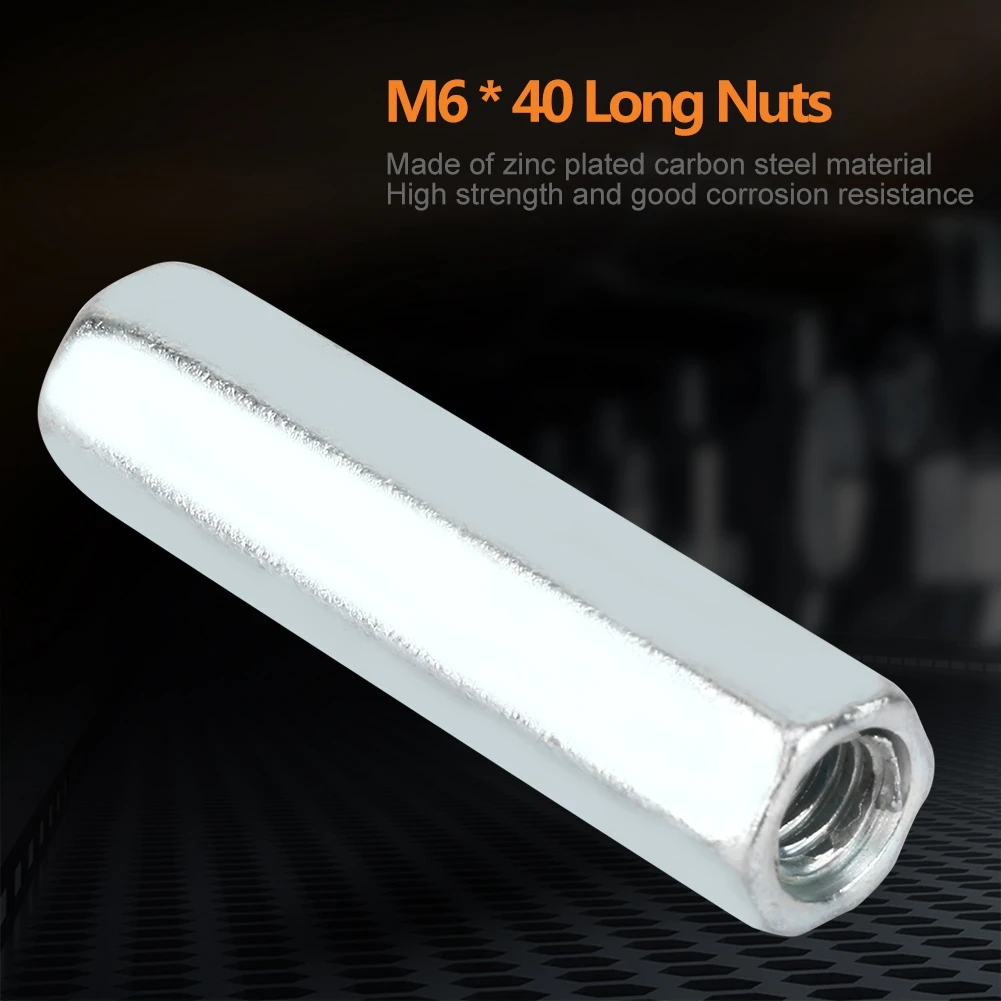 5 шт. M6X40 углеродистая сталь длинный стержень муфта гайка оцинкованная