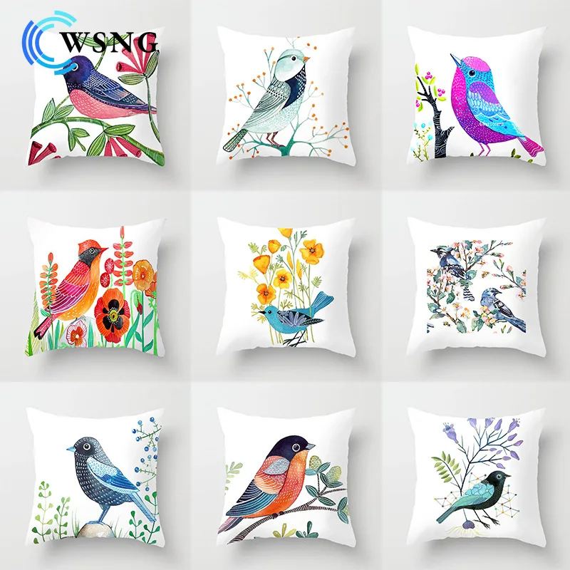 

Cute Bird Pillow Cushion Cover Digital Printing Throw Pillow Case Family Sofa Decorative Pillow Cover 45*45cm