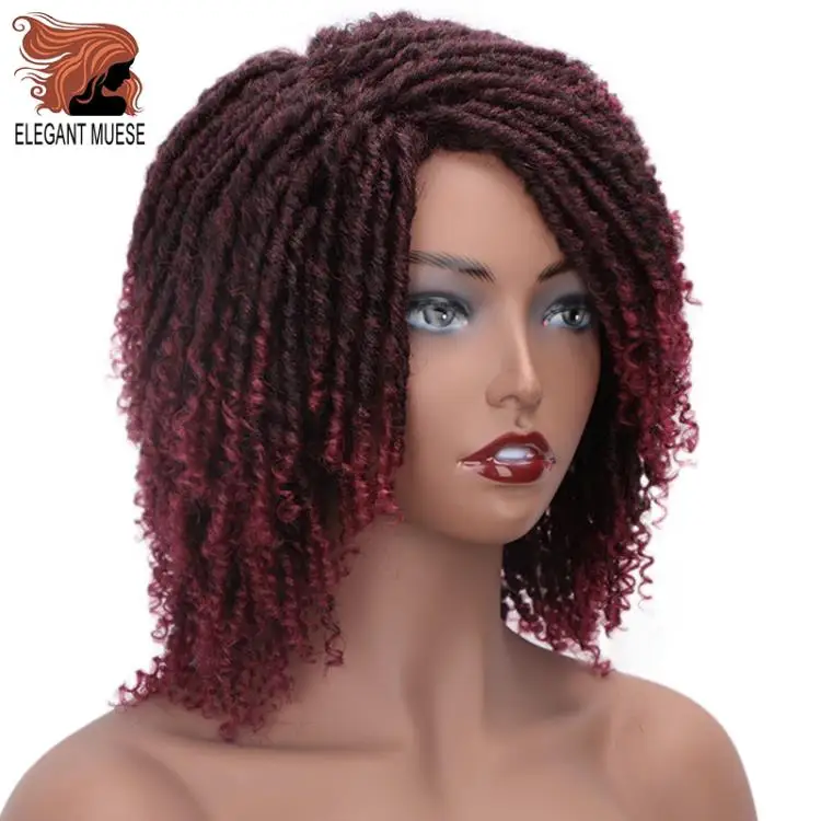 Elegant MUSES короткие синтетические парики для Для женщин 6 дюймов длинные мягкие Faux locs волосы парик с эффектом деграде(переход от темного к черный жук, вязанные крючком парики из косичек
