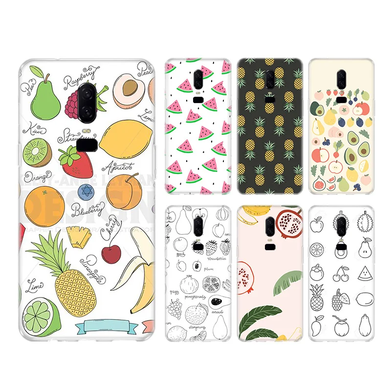 

Banana Watermelon Peach Pineapple Fruit Luxury Heart Silicone Case For OnePlus One Plus 1+ 8 7T 7 Pro 6 6T 5 5T 3 3T Coque Cover