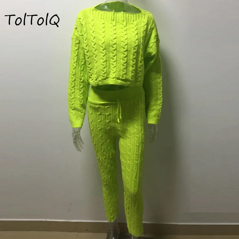 TolTolQ новые мягкие удобные брюки Женские однотонные трикотажные брюки повседневное вязаное свободное брюки костюм с длинными рукавами свитер