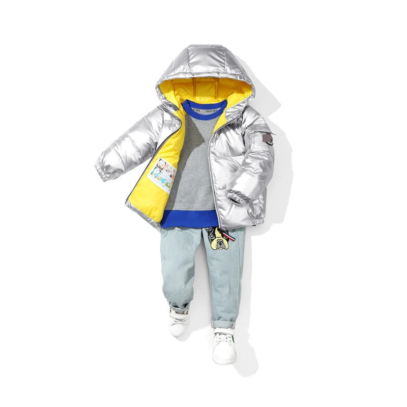 

Fashion 2021 Winter New Children's Space Down Jacket Boys and Girls Clothing Warm and Thick Bright Surface White Duck Down Coat