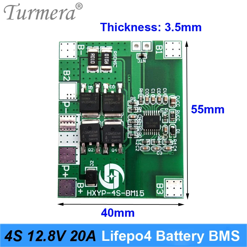 Контейнер для хранения аккумуляторов Turmera 12 В А ч 14 а 4S 20 BMS 2x4 никелевый держатель 8