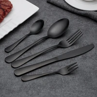 3024 pcs black shiny dinnerware stainless steel cutlery western style food steak knife fork dessert fruit fork dining tableware
