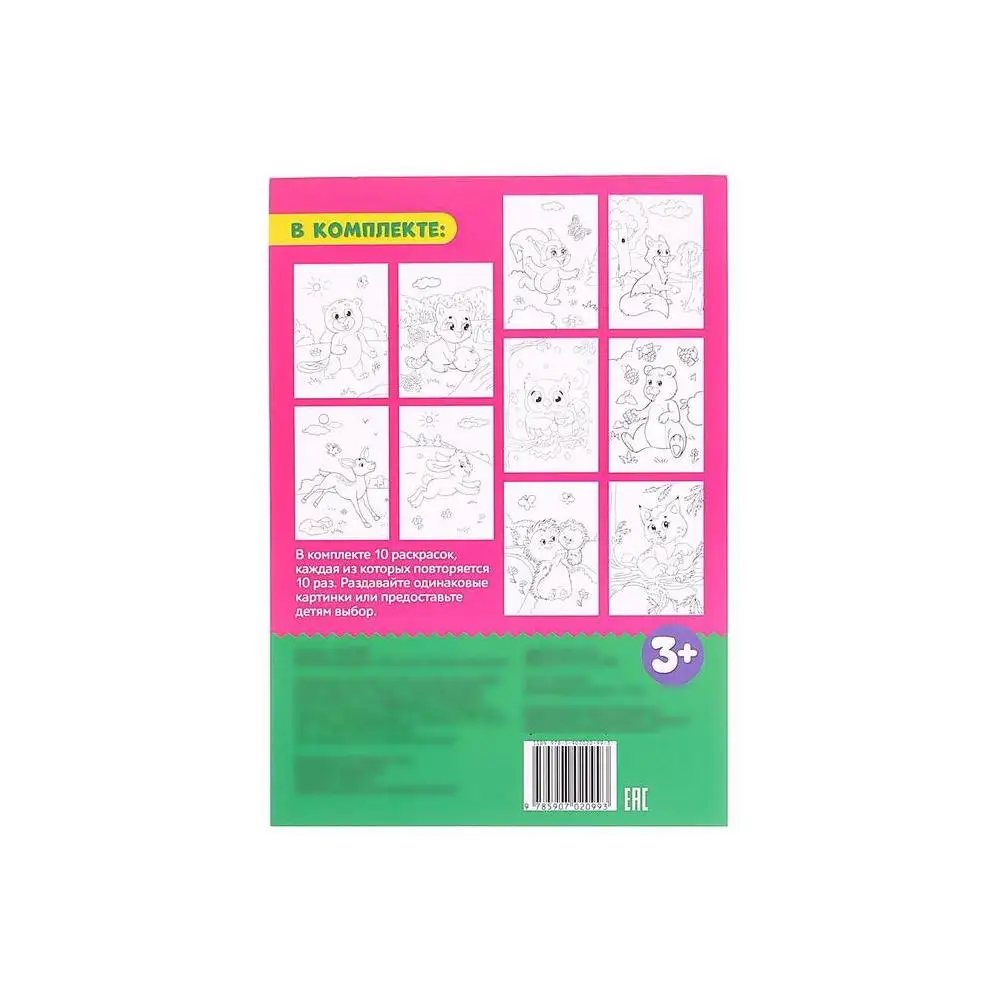 Coloring &quot100 sheets. Forest animals" Book Set Art Supplies Office School |