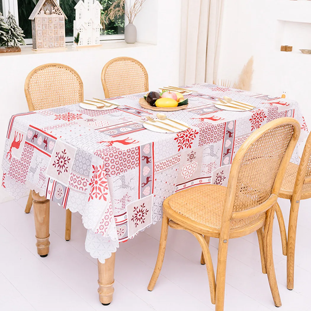

180 X 144cm Christmas Tablecloth Runner Oil-Proof Waterproof Creative Table Cover For Xmas New Year Party Dining Tables Decor