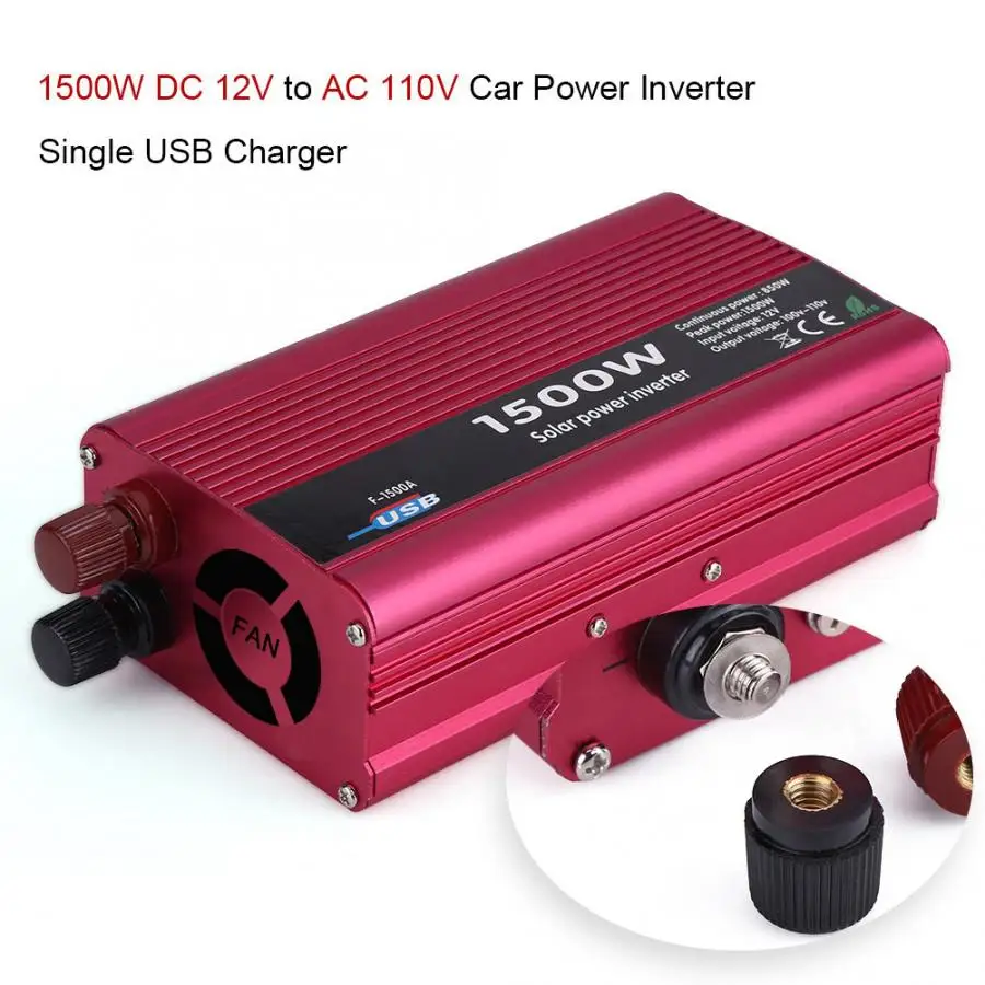 1500 Вт DC 12 В в AC 110 автомобильный преобразователь мощности USB зарядное устройство