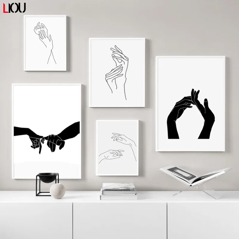 Скандинавский минималистичный поцелуй на плече ручная роспись холст печатный