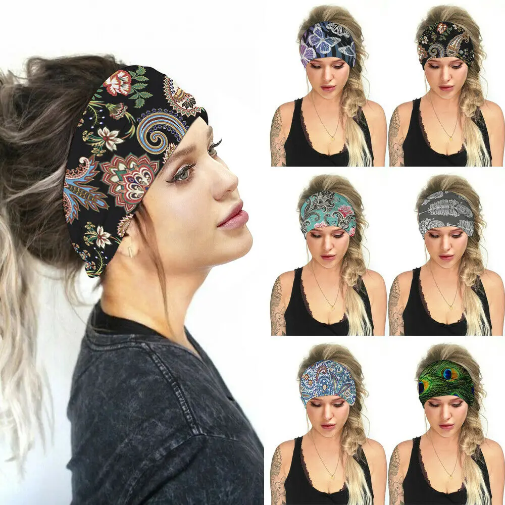 

Fashion Hair Band Wide Stretchy Yoga Sports Headband Gym Head Runing Sweatband For Women